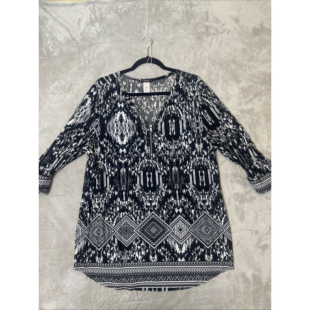 Women’s Cocomo Blouse Black White Stretchy XL